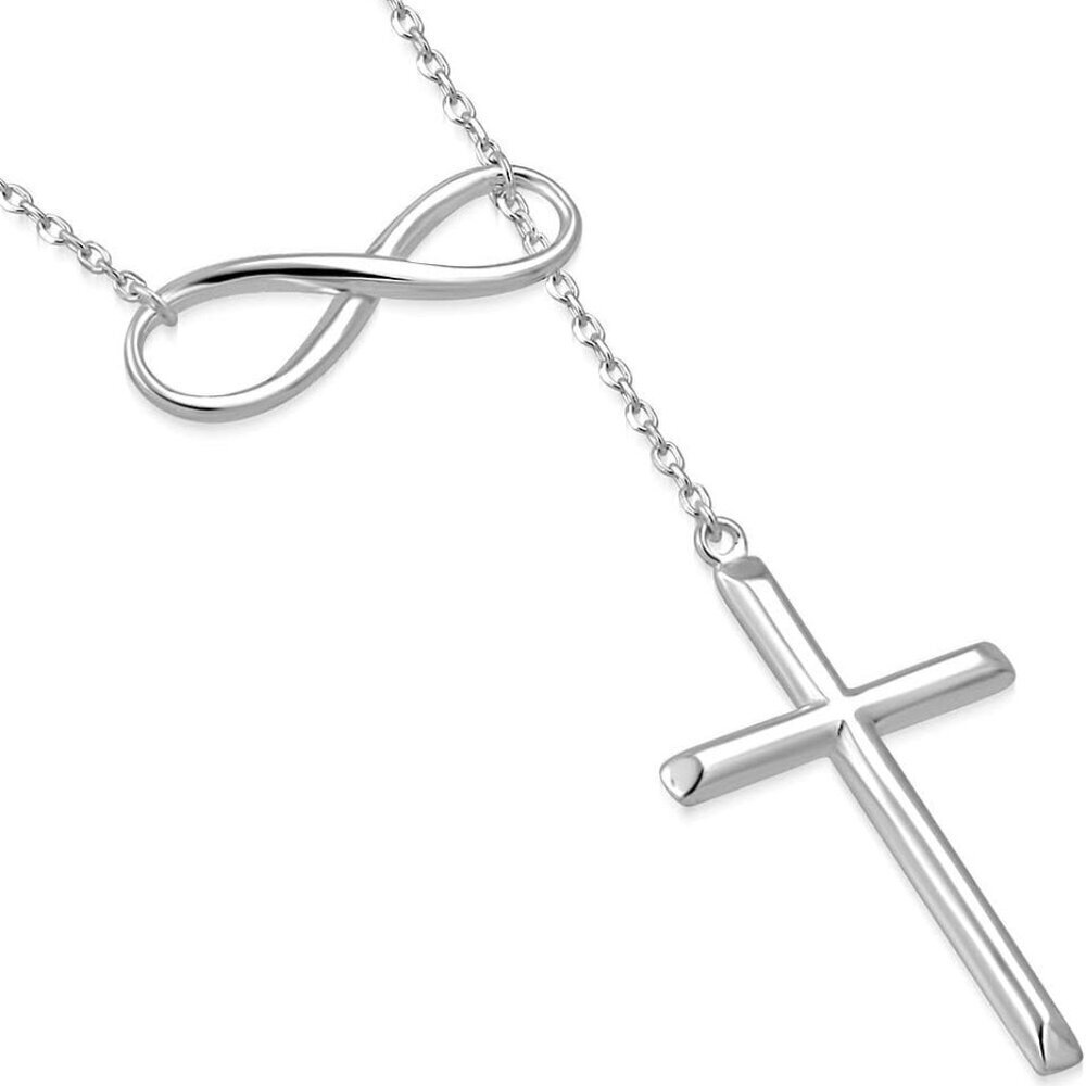 Sterling Silver Infinity Cross Necklace Women's Religious Jewelry Gift